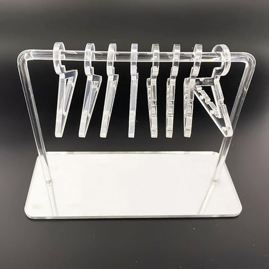 Cute Earring Rack Holder Coat Hangers Shape Unique Earring Display Stand Acrylic Ear Studs Display Rack Earring Hanging Organizer(Silver)
