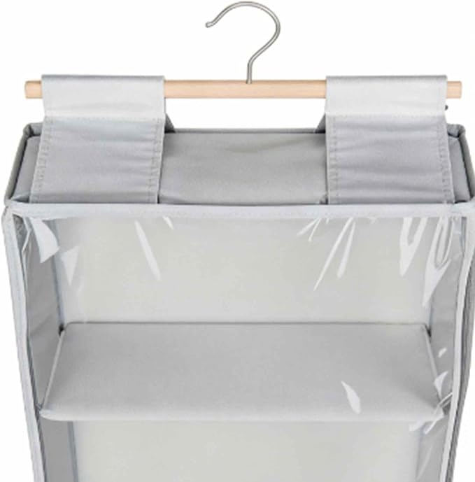 Clear Hanging Stuffed Animal Storage, Over The Door Organizer with 4 Large Pockets for Toys Shoes (Grey)