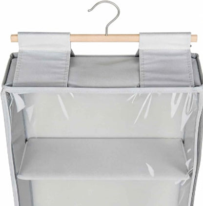 Clear Hanging Stuffed Animal Storage, Over The Door Organizer with 4 Large Pockets for Toys Shoes (Grey)