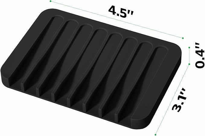 Urbanstrive Soap Dish Shower Waterfall Soap Tray Soap Saver Soap Holder for Bathroom, Kitchen, Counter Top, Flexible Silicone, Keep Soap Bars Dry, Easy Cleaning (Black)