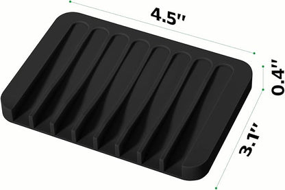 Urbanstrive Soap Dish Shower Waterfall Soap Tray Soap Saver Soap Holder for Bathroom, Kitchen, Counter Top, Flexible Silicone, Keep Soap Bars Dry, Easy Cleaning (Black)
