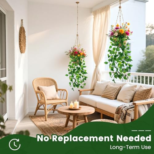 DomeStar 2 PCS Fake Vines, Fake Pothos Hanging Plants Ivy Vines, Artificial - Image 5
