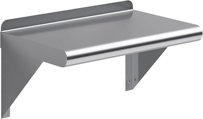 AmGood 10" X 16" Stainless Steel Wall Shelf | Metal Shelving | Garage, Laundry, Storage, Utility Room | Restaurant, Commercial Kitchen | NSF