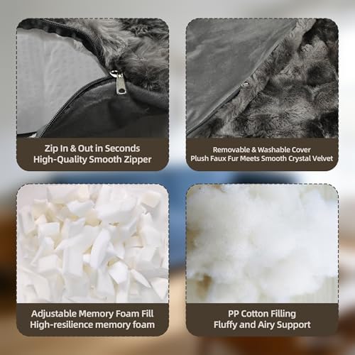 21x54 Inch Fuzzy Faux Fur Body Pillow with Memory Foam for Adults - Image 4