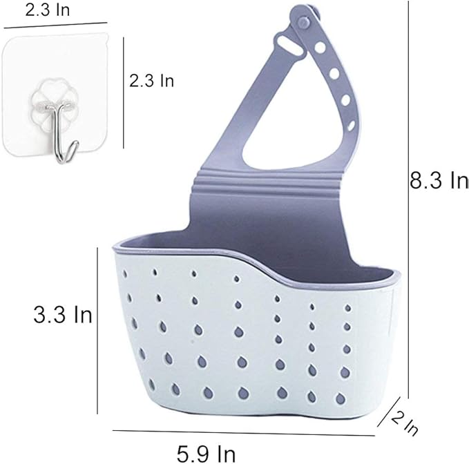 Qtopun Sponge Holder for Sink, 3 Pack Sink Caddy Organizer With 3 Hooks Kitchen Dishcloth Holder With Adjustable Strap Bathroom Soap Hanging Strainer Tootthbrush Bag