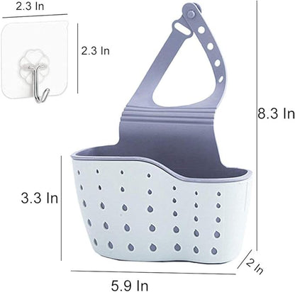Qtopun Sponge Holder for Sink, 3 Pack Sink Caddy Organizer With 3 Hooks Kitchen Dishcloth Holder With Adjustable Strap Bathroom Soap Hanging Strainer Tootthbrush Bag