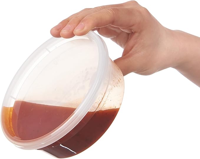 Jaluxing 8 oz. Plastic Deli Containers With Lids, 48 Sets - Leakproof, Stackable, BPA Free, Microwavable, Freezer Safe (Formerly FULING)