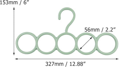 Coshar 5 Pack Scarf Hanger Holder Scarf Storage Organizer for Ties Belts Socks, Ring Hole Slots for Space Saving, Multiple Purpose Tie Belt Rack Organizer (2 White+ 3 Green)