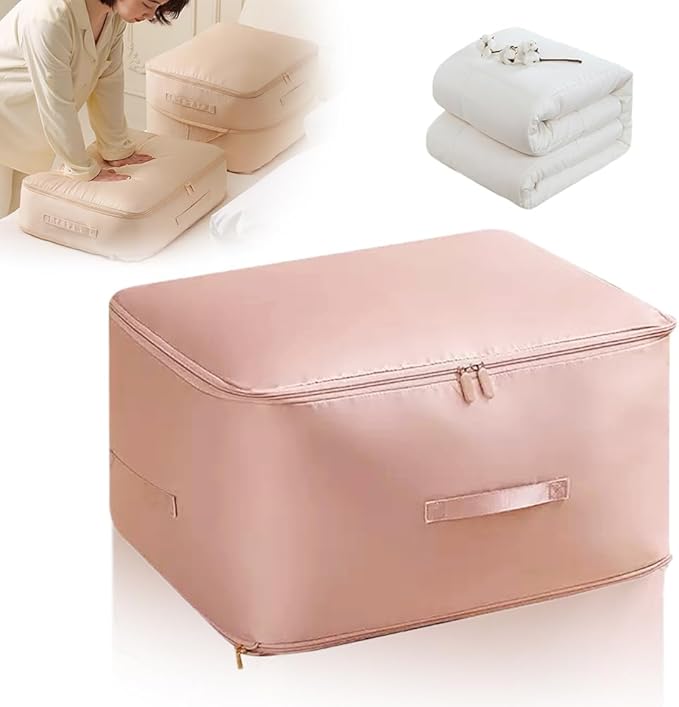 Generic Storage Organizer, 2024 New Ultra Space Saving Self Compression Organizer, Dustproof and Moisture-proof Compression Storage Bag for Comforters, Clothes, Blankets (Bean Paste Pink, Large)