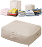Ultra Space Saving Self Compression Organizer, Blanket Storage, Space-Saving Storage Bag, High-End Quilt Packaging Cube Bedding Storage Bag (Beige, L (54 * 42 * 30CM))