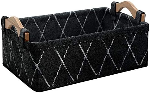 Gray Storage Baskets Bin Empty Basket Foldable Fabric Storage Cubes for Desks Drawers Shelves Pantry Cabinet Bathroom Office Sturdy Home Decor by KWLET