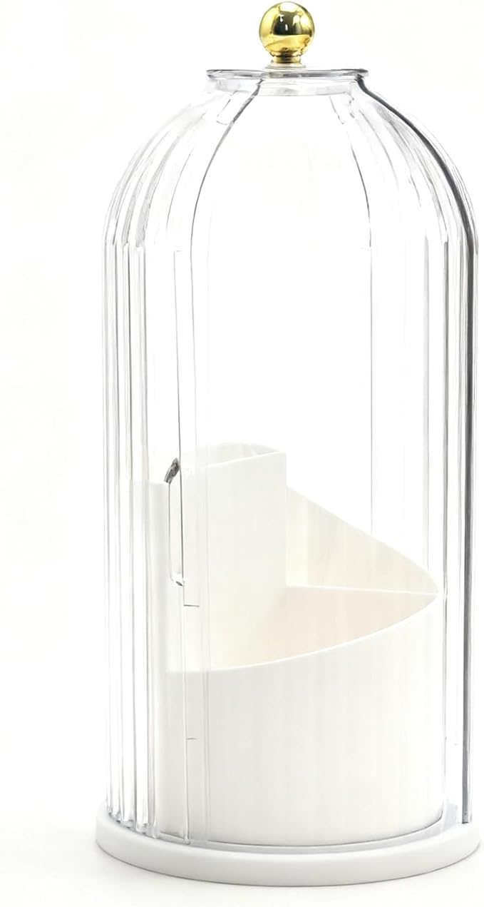 MDEOOSKY Makeup Brush Holder, 360-Degree Rotating Makeup Brush Organizer, Transparent Dust-Proof Makeup Brush Holder, Suitable for Bathroom Countertops and Vanity Tables