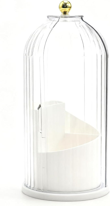 MDEOOSKY Makeup Brush Holder, 360-Degree Rotating Makeup Brush Organizer, Transparent Dust-Proof Makeup Brush Holder, Suitable for Bathroom Countertops and Vanity Tables