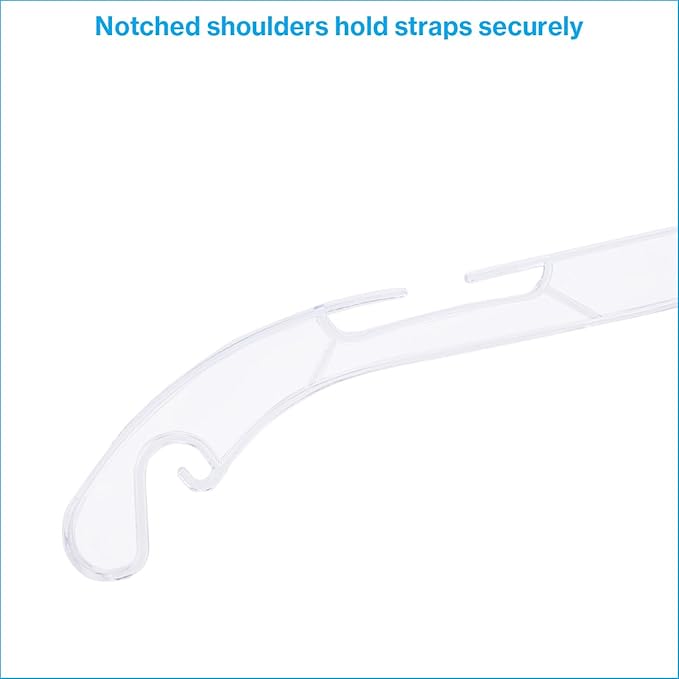 SSWBasics 17 inch Clear Plastic Dress Hangers (Case of 20) - Features a Chrome Swivel Hook and Notched Shoulders - Perfect for Lightweight Fabrics and Can Be Used for Retail Stores