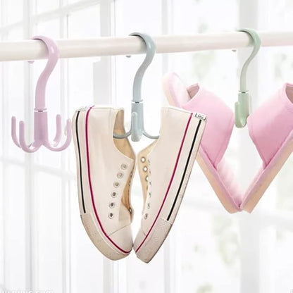 Space Saving Rotated Hanger Hooks Wardrobe Clothes Rack Hanger Organizer Bag Hanger Shoes Belt Scarf Hanging Rack Closet Hanger (Green)