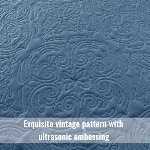 Exclusivo Mezcla 3 Piece Quilts Queen Size Bedding Set, Grayish Blue - Image 4