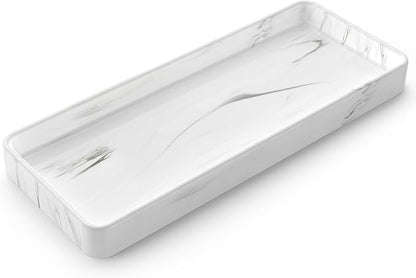 Gurygo 12" Ceramic Bathroom Vanity Tray for Kitchen Counter - Kitchen Soap Trays - Rectangular Vanity Tray for Bathroom - Porcelain Large Serving Trays (Marble, Set/1)