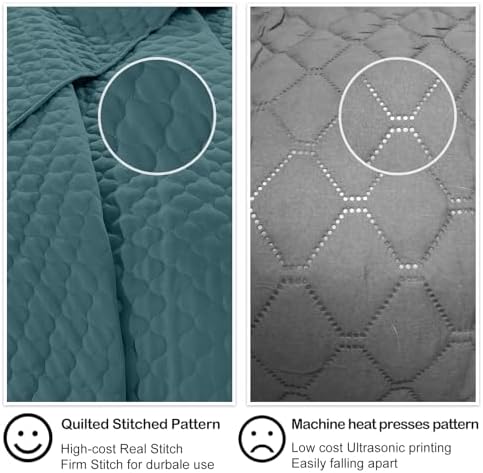 HORIMOTE HOME Quilt Queen Size Teal Blue, Lightweight Quilts for Summer Ultra-Soft Microfiber Modern Style Quilted Clouds Pattern Bedspread Quit Set 3 Pieces(1 Quilt and 2 Pillow Shams) - Image 3