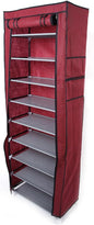 63" The Large Shoe Rack with dust Cover Shoe Rack with Covers on The 10-Floor Non-Woven Shoe Cabinet is Used for Closet, Bedroom and Garage, (Wine)