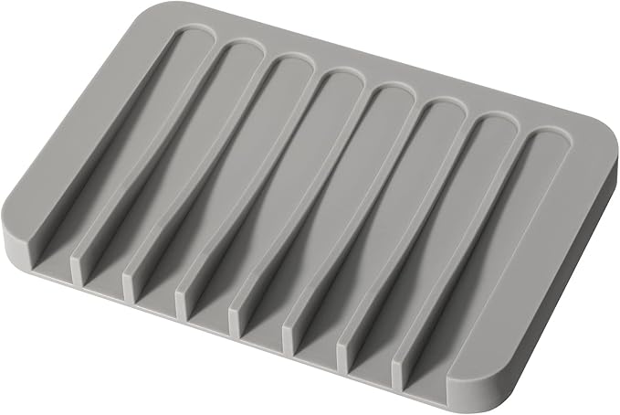 Urbanstrive Soap Dish Shower Waterfall Soap Tray Soap Saver Soap Holder for Bathroom, Kitchen, Counter Top, Flexible Silicone, Keep Soap Bars Dry, Easy Cleaning (Grey)