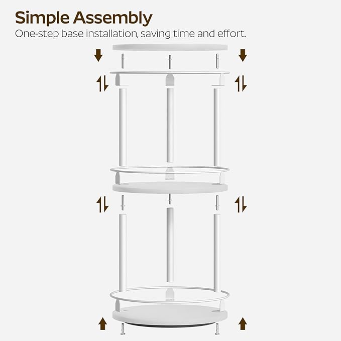 YATINEY Lazy Susan Organizer, Rotating Spice Rack, 3 Tier Spice Turntable Organizer, Industrial Turntable Spice Holder, for Kitchen Countertop and Cabinet, Compact and Versatile, White SR23WW