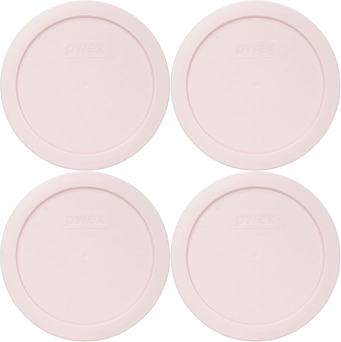 Pyrex 7200 2-Cup Glass Bowl & 7200-PC With Lid (4-Pack) - Made in USA (Light Pink)