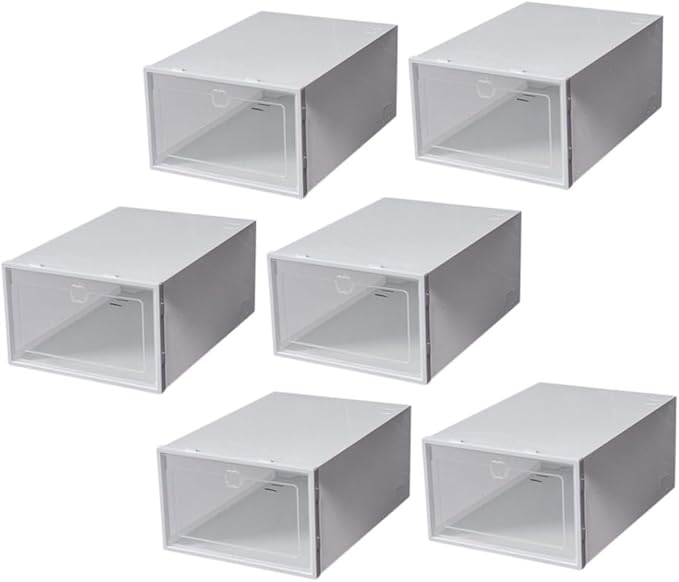 ABOOFAN 6pcs Plastic Shoe Box Storage Containers Stackable Sneaker Case Footwear Box Detachable Design