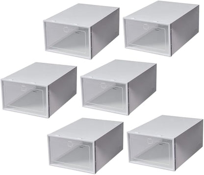 ABOOFAN 6pcs Plastic Shoe Box Storage Containers Stackable Sneaker Case Footwear Box Detachable Design