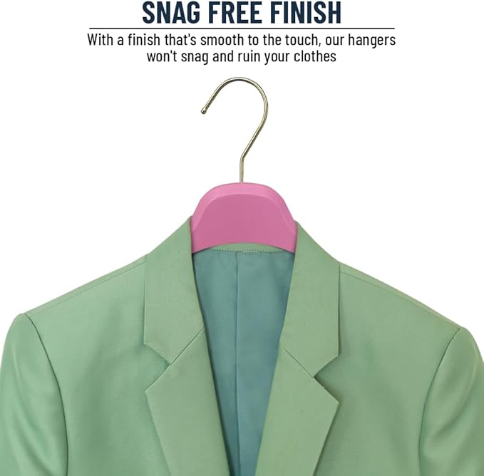 All Hung Up Hangers Plastic Coat Hangers, Clothes Hangers (Pink, 12pk)