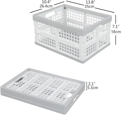 Vababa 3-Pack Plastic Stackable Collapsible Storage Crate, 15 L Stacking Folding Storage Basket