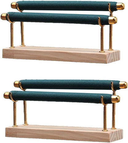 Magik 1-2 Ring Display Holder Detachable Tier Rack Jewelry Storage Organizer Tower (2 Layers, Green)
