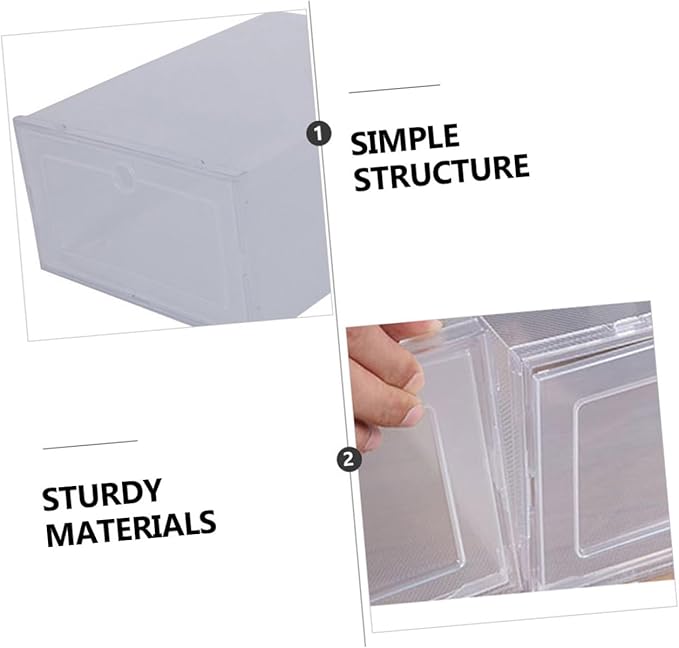 6pcs Transparent Clamshell-type Plastic Shoe Storage Box Organizer with Capacity for Easy Access Reinforced Design for Sneakers and Boots