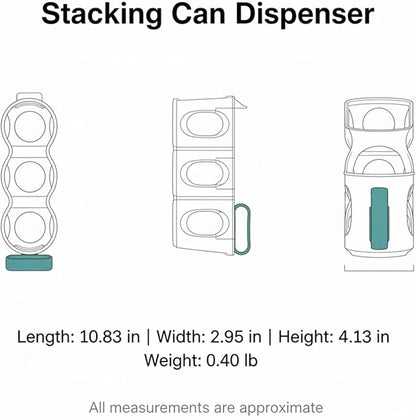 Stacking Can Dispenser for Refrigerator, Slim Vertical Soda Organizer Rack to Maximize Fridge Space, Durable PP Plastic Storage Holder for Pantry & Kitchen Shelves