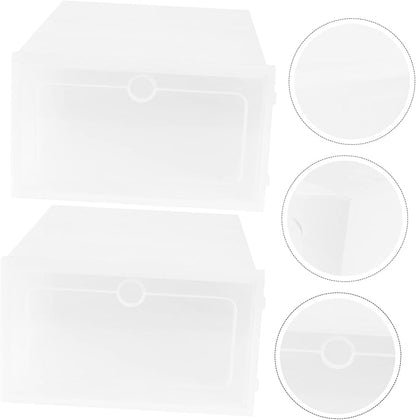 2pcs Thicken Shoes Storage Box Stackable Shoe Organizer for Closet Entryway and under Bed White