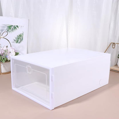 6pcs Stackable Transparent Shoe Organizer Boxes Plastic Storage Bins for Sneakers High Heels Boots PP Material Scratch Resistant Shoe Container for Space Saving