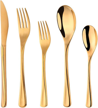 Baikai Heavy-duty Dinerware Silverware Set, 20 Pieces Flatware Cultery Sets, Stainless Steel Kitchen Utensils Service for 4 (Gold, 20)