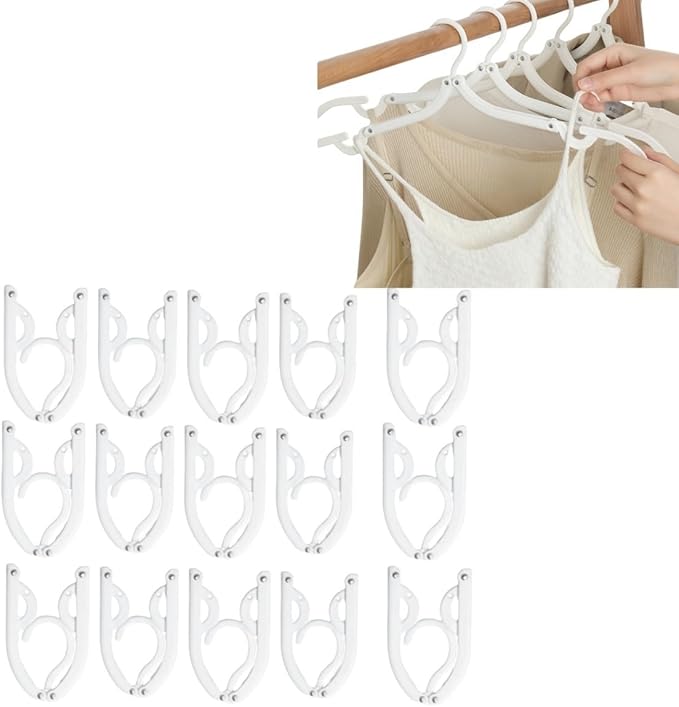 20Pcs Travel Hangers Space Saving Portable Folding Coat Hangers Travel Accessories Essentials for Traveling Camping Flying RV Cruises Suitcase Foldable Clothes Drying Rack (White)