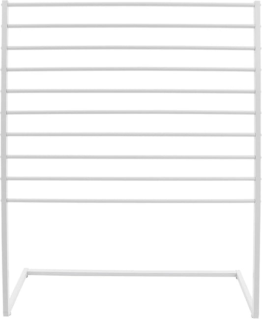 Scarf Display Stand, 10 Tier Metal Scarf Holder Organizer, Scarf Hanger Scarf Holder Scarf Organizer Belt Organizer Pants Rack Scarf Rack for Commercial Clothing Retail Store (White, 120cm)