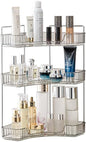 Grey 3-Tier Vanity Organizer - Bathroom Counter Shelf for Cosmetics, Toiletries, Lotions, Perfumes