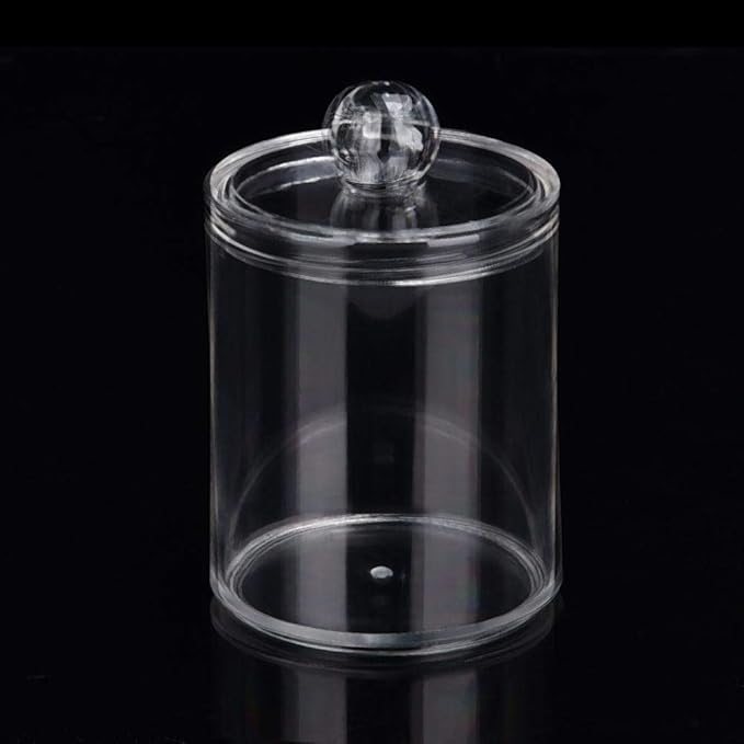 Cotton Swab Container, Acrylic Cotton Ball Holder with Lid, Cotton Swab Dispenser Cotton Rounds Holder Round Cotton Bud Case Acrylic Cotton Swab Holder for Organizing Cotton Swab