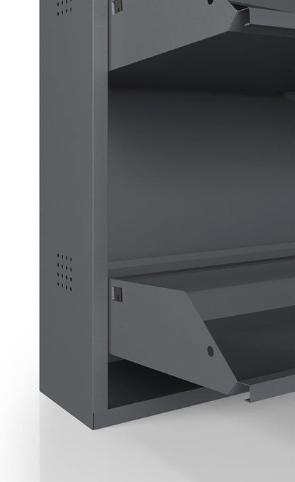 CEHA 3 Tier Metal Shoe Cabinet with Cover, Durable Shoe Storage Organizer for Entryway, Space Saving Shoe Shelf Closet with Side Ventilation Holes, 5.91" x 40.6" x 19.68", Anthracite