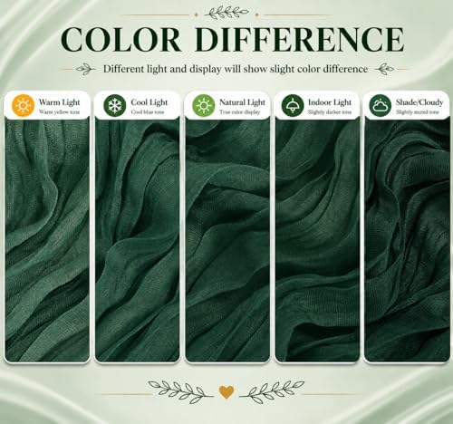 6 Pack Emerald Green Cheese Runner Table Runner 17x108 Inch Boho Rustic Semi Sheer Gauze Cheese Cloth Table Runner for Wedding Bridal Shower Baby Shower Party Farmhouse Dining Table Decor - Image 6