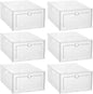 SHINEOFI Shoe Storage Boxes Front-Opening Drawer Plastic Shoe Organizer Containers Dustproof Moisture-Resistant Stackable Sneaker Cases for Closet 6pcs