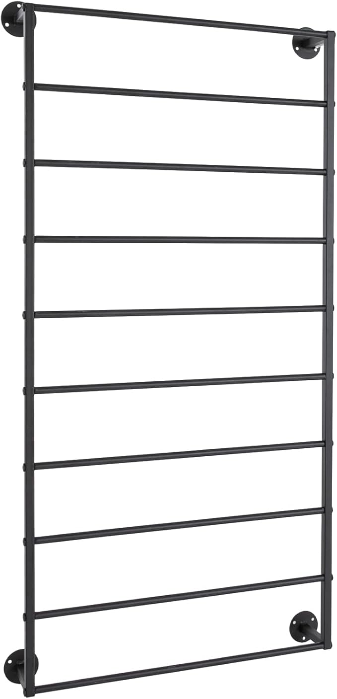 Wall Mounted Display Rack, 10-Layer Wall Scarf Rack Organizer, Space-Saving Wrapping Paper Organizer Ribbon Holder for Flower Shops. Three Color Options (Black)