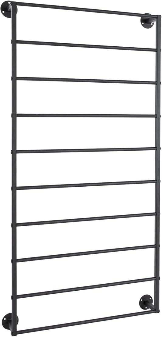 Wall Mounted Display Rack, 10-Layer Wall Scarf Rack Organizer, Space-Saving Wrapping Paper Organizer Ribbon Holder for Flower Shops. Three Color Options (Black)