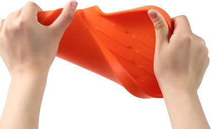 MicoYang Silicone Bathroom Soap Dishes with Drain Spout-Bathroom and Kitchen Sink Organizer,Sponge Holder,Dish Soap Tray,Perfect for Dispenser,Scrubber,Bottle,Cup on Sink or Counter-Orange 9.6"×5.3"