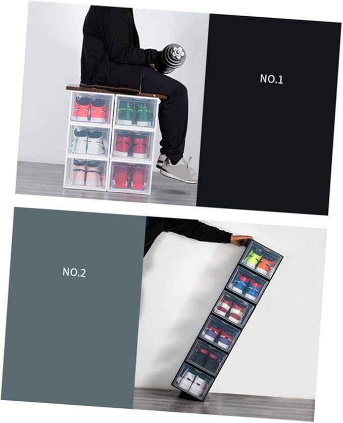 BESPORTBLE Plastic Basketball Shoe Box 36X26X20Cm White Assembly Shoes Container Storage Organizer for Home Closet