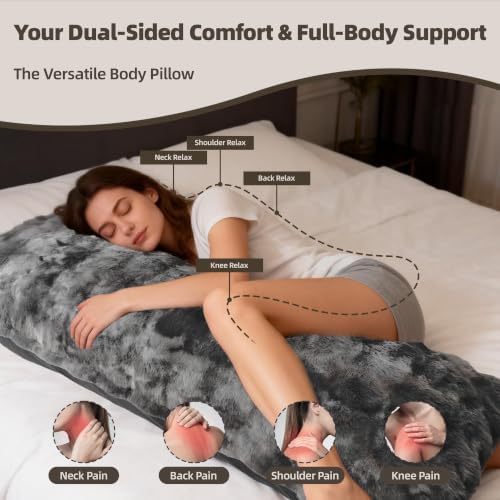 21x54 Inch Fuzzy Faux Fur Body Pillow with Memory Foam for Adults - Image 2
