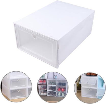 6pcs Transparent Stackable Shoe Boxes Drawer Type Superimposed Shoes Container Space-saving Plastic Organizer for Men