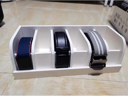 Wooden Belt Organizer, Belt Storage Holder, Belt Container, Belt Display Case Box Organizer for Retail Store 6 Grids Belt Rack (6 Grids)